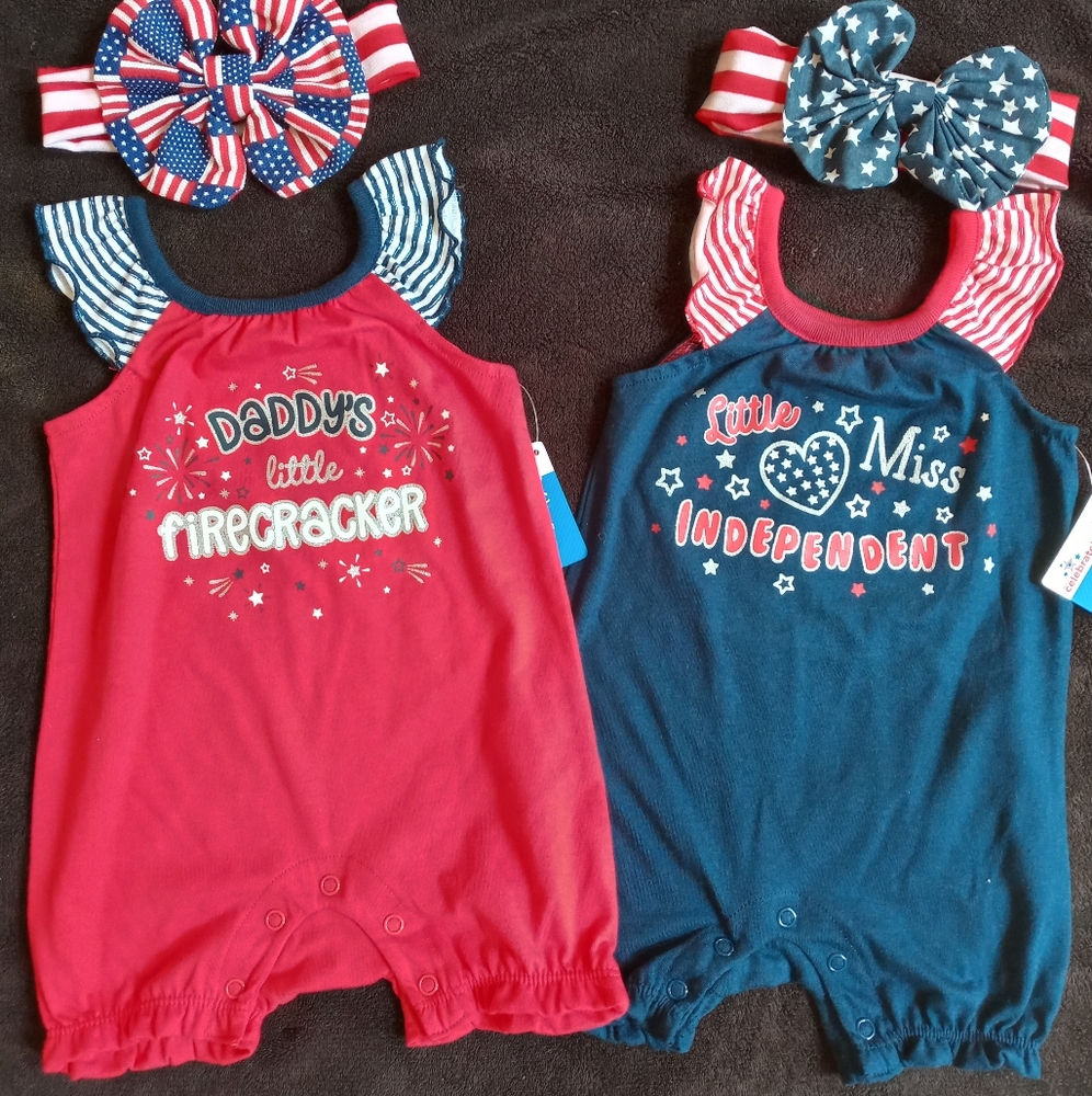 Two Fourth of July Romper 0 to 3 months